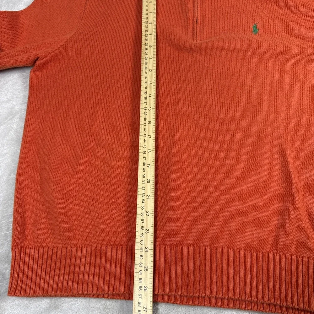 Polo Ralph Lauren Sweater Men's XL Orange Pony Pullover 1/4 Zip Classic Cotton - Picture 6 of 8